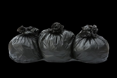 Recycling bins with different materials separated